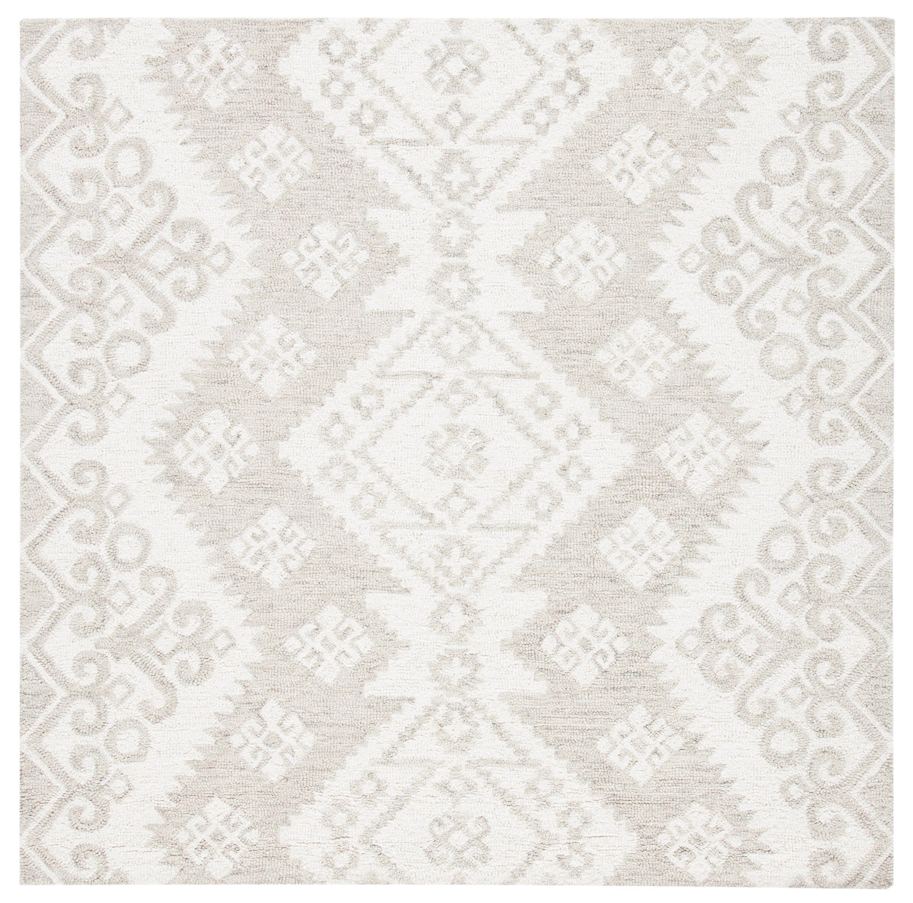 Ivory Elegance 59" Handmade Wool Square Tufted Rug