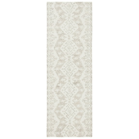 SAFAVIEH Micro-Loop Winona Geometric Striped Runner Rug, Ivory/Beige, 2'3" x 7'
