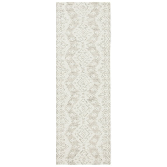 SAFAVIEH Micro-Loop Winona Geometric Striped Runner Rug, Ivory/Beige, 2'3" x 7'