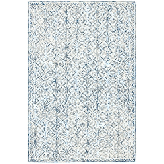 SAFAVIEH Micro-Loop Winthrop Geometric Area Rug, Navy/Ivory, 2'6" x 4'