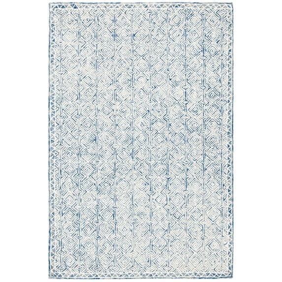 SAFAVIEH Micro-Loop Winthrop Geometric Area Rug, Navy/Ivory, 2' x 3'