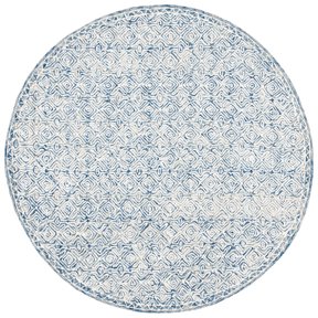 SAFAVIEH Micro-Loop Winthrop Geometric Area Rug, Navy/Ivory, 5' x 5' Round