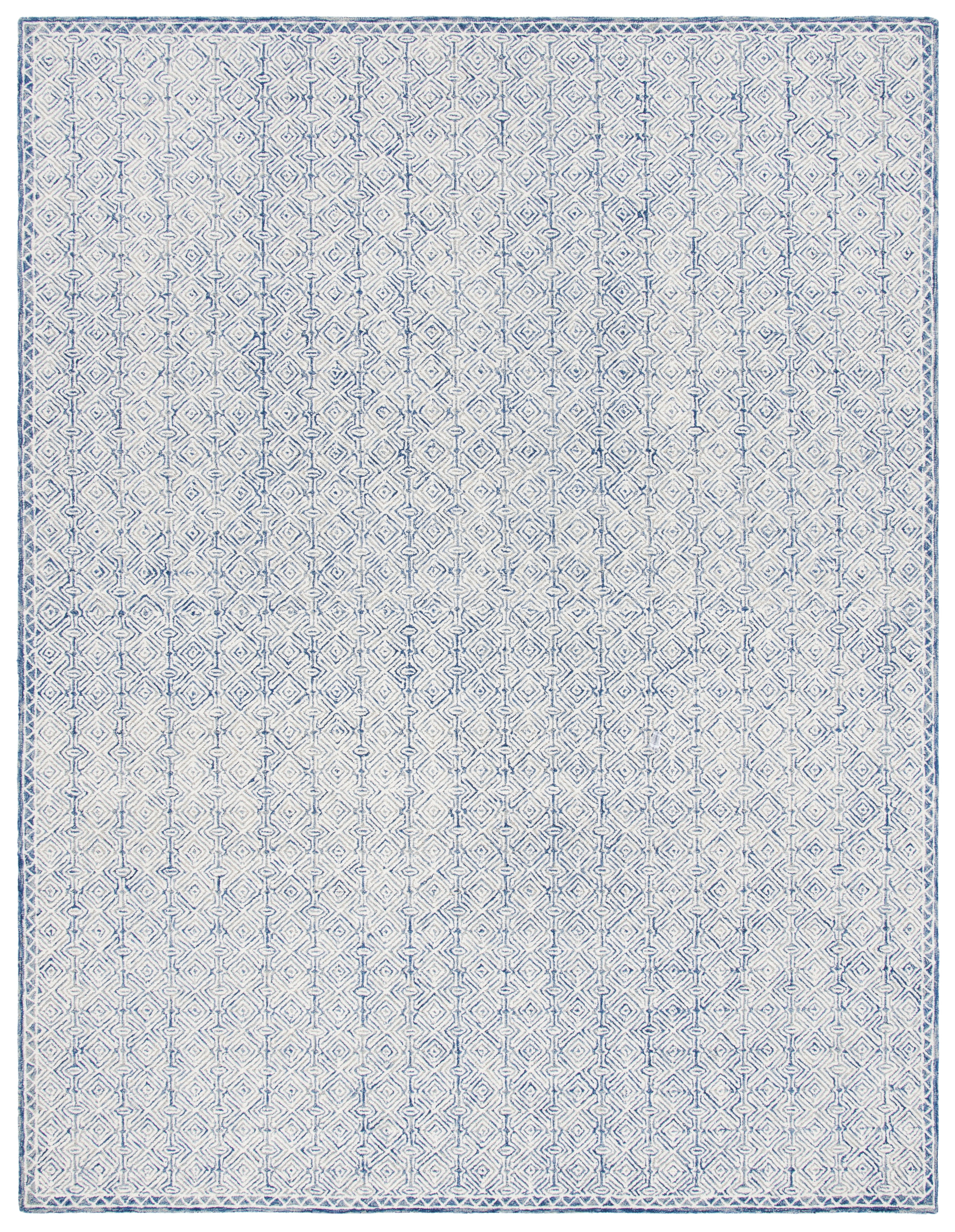 SAFAVIEH Micro-Loop Winthrop Geometric Area Rug, Navy/Ivory, 8' x 10'