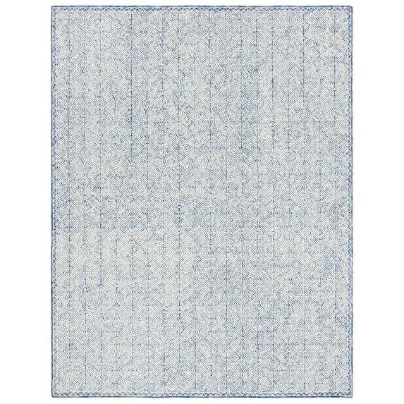 SAFAVIEH Micro-Loop Winthrop Geometric Area Rug, Navy/Ivory, 9' x 12'