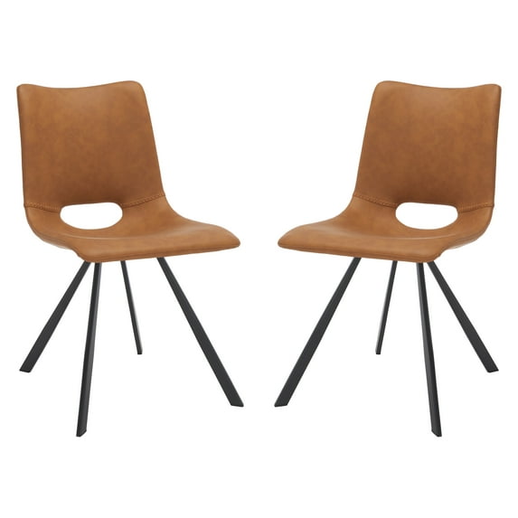 SAFAVIEH Mika Modern Tufted Dining Chair, Cognac, Set of 2 (23.8 in. W x 19.3 in. D x 33 in. H)
