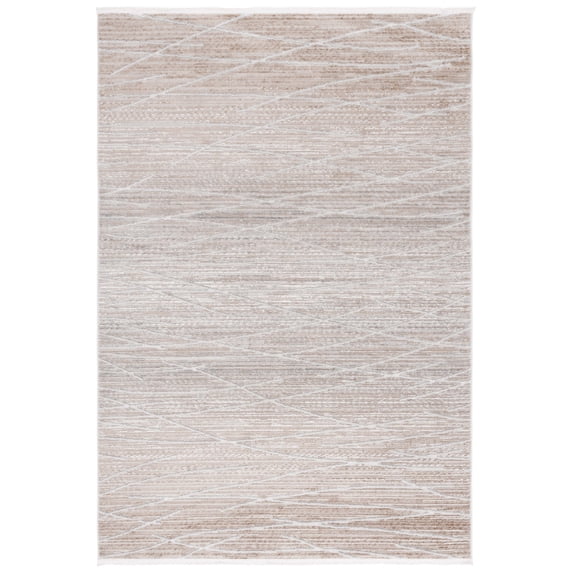 SAFAVIEH Mila Anselmo Geometric Striped Polyester Area Rug, Beige/Gray, 8' x 10'