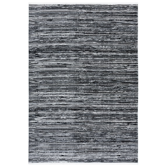 SAFAVIEH Mila Coretta Striped Polyester Area Rug, Black/Ivory, 5'3" x 7'6"