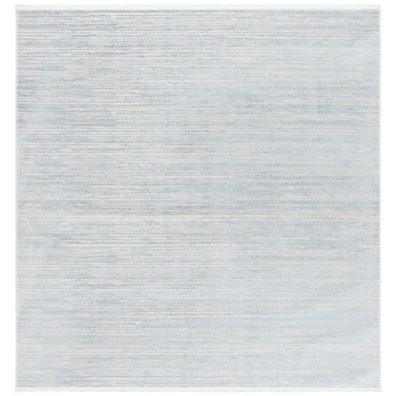 SAFAVIEH Mila Coretta Striped Polyester Area Rug, Light Blue/Gray, 6'7" x 6'7" Square