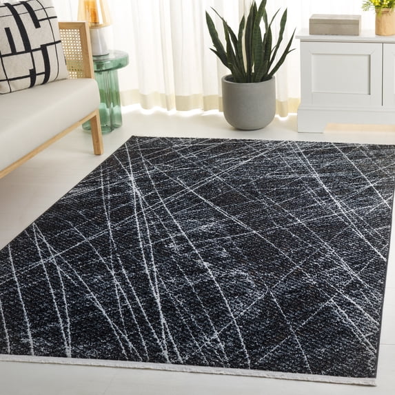 Safavieh Mila Deforrest Distressed Polyester Area Rug, Black/Beige Ivory, 8' x 10'