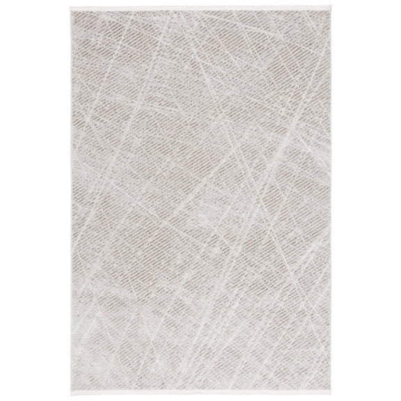 SAFAVIEH Mila Deforrest Distressed Polyester Area Rug, Gray/Ivory, 8' x 10'