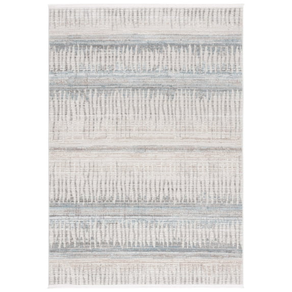 SAFAVIEH Mila Erksine Striped Polyester Area Rug, Beige/Blue, 5'3" x 7'6"