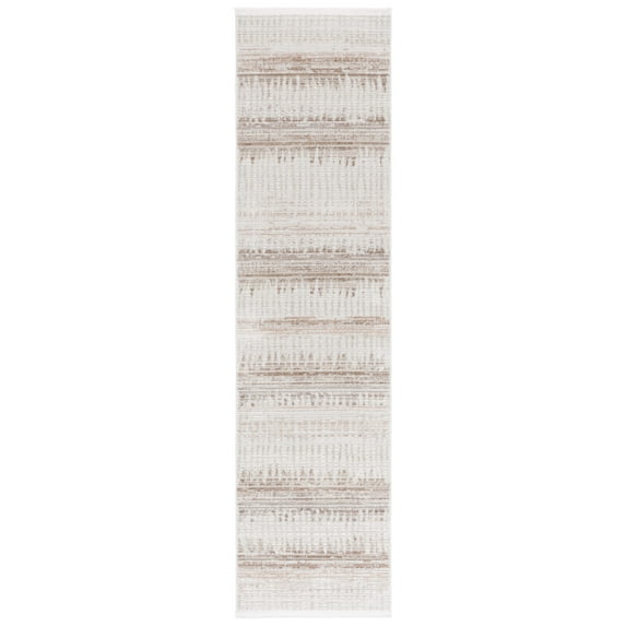 SAFAVIEH Mila Erksine Striped Polyester Runner Rug, Ivory/Beige Gray, 2'2" x 8'