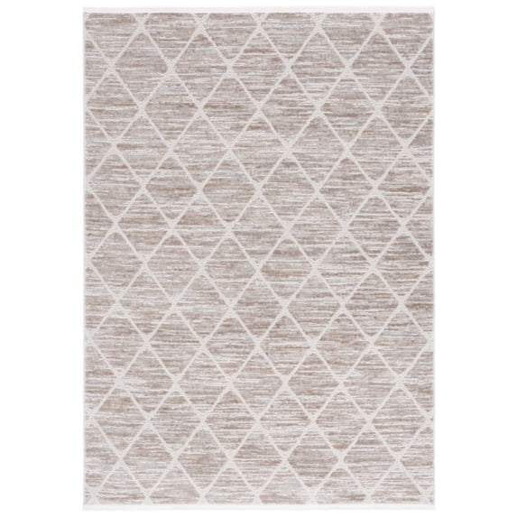 SAFAVIEH Mila Harding Diamond Polyester Area Rug, Beige/Ivory, 5'3" x 7'6"