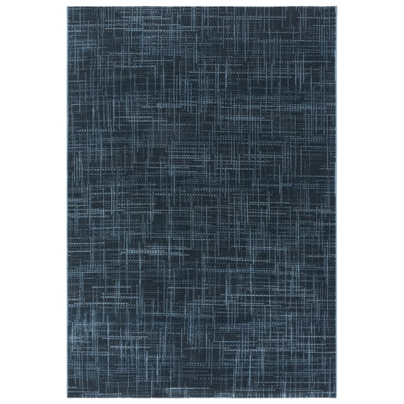 SAFAVIEH Mila Heidi Geometric Striped Polyester Area Rug, Blue/Black, 5'3" x 7'6"