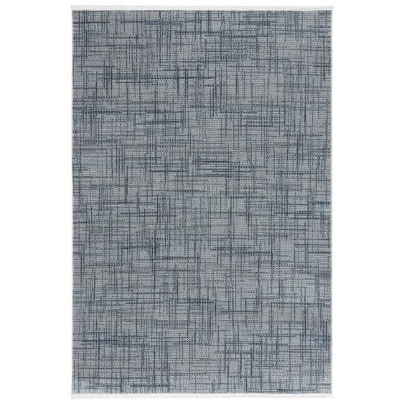 SAFAVIEH Mila Heidi Geometric Striped Polyester Area Rug, Blue/Gray, 5'3" x 7'6"