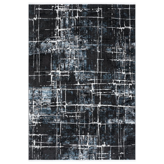 SAFAVIEH Mila Hristo Abstract Area Rug, Black/Blue Ivory, 8' x 10'