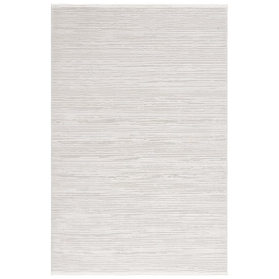 SAFAVIEH Mila Kimberly Striped Polyester Area Rug, Ivory/Light Gray, 9' x 12'