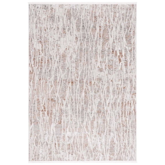 SAFAVIEH Mila Mabel Distressed Polyester Area Rug, Beige/Gray, 5'3" x 7'6"