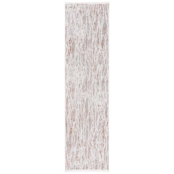 SAFAVIEH Mila Mabel Distressed Polyester Runner Rug, Beige/Gray, 2'2" x 8'