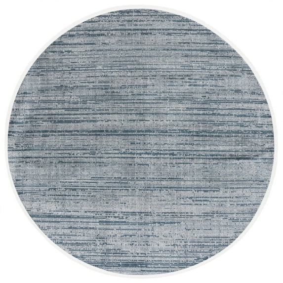 SAFAVIEH Mila Mellony Distressed Polyester Area Rug, Blue/Ivory, 6'7" x 6'7" Round
