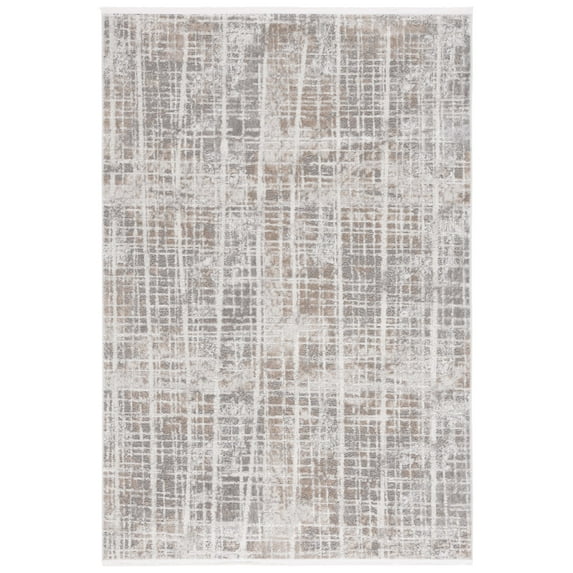 SAFAVIEH Mila Mildred Distressed Polyester Area Rug, Beige/Ivory Gray, 9' x 12'