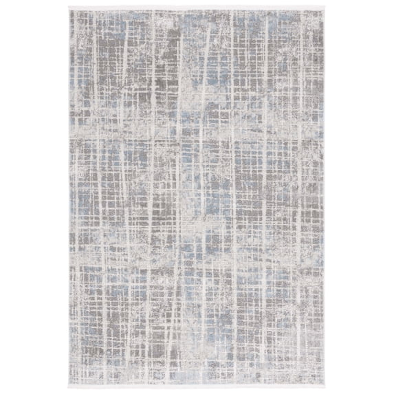 SAFAVIEH Mila Mildred Distressed Polyester Area Rug, Gray/Light Blue, 4' x 6'