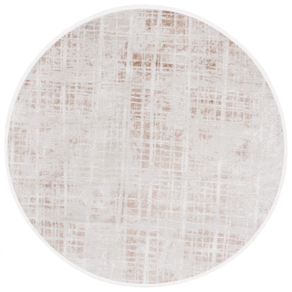 SAFAVIEH Mila Mildred Distressed Polyester Area Rug, Ivory/Beige, 6'7" x 6'7" Round