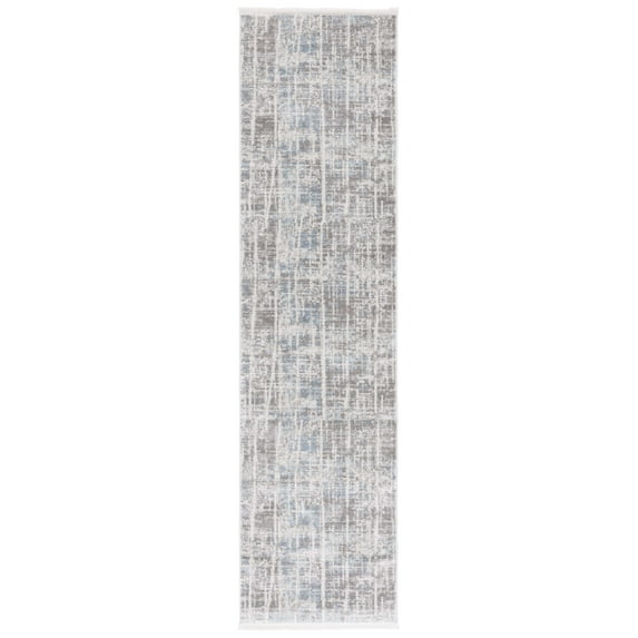 SAFAVIEH Mila Mildred Distressed Polyester Runner Rug, Gray/Light Blue, 2'2" x 8'