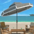 thumbnail image 1 of SAFAVIEH Milan Fringe 9' Market Crank Double Top Umbrella, Grey, 1 of 6