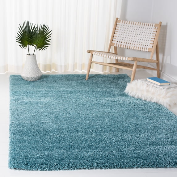 SAFAVIEH Milan Harlow Solid Plush Shag Area Rug, Aqua Blue, 3' x 5'