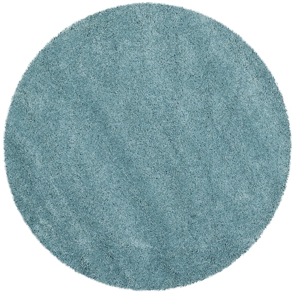 SAFAVIEH Milan Harlow Solid Plush Shag Area Rug, Aqua Blue, 5'1" x 5'1" Round