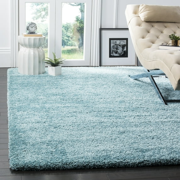 SAFAVIEH Milan Harlow Solid Plush Shag Area Rug, Aqua Blue, 6' x 9' - Modern Design, Aqua Blue, Non-Shedding & Easy Cleaning, Ultra Plush Thick Pile, Ideal for Living Room, Bedroom