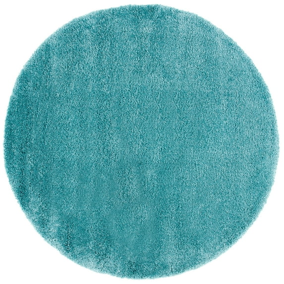 SAFAVIEH Milan Harlow Solid Plush Shag Area Rug, Aqua Blue, 7' x 7' Round - Modern Design, Aqua Blue, Non-Shedding & Easy Cleaning, Ultra Plush Thick Pile, Ideal for Living Room, Bedroom
