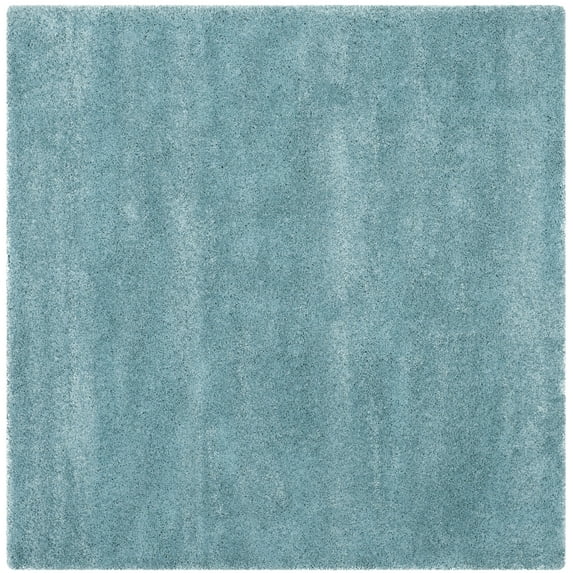 SAFAVIEH Milan Harlow Solid Plush Shag Area Rug, Aqua Blue, 7' x 7' Square