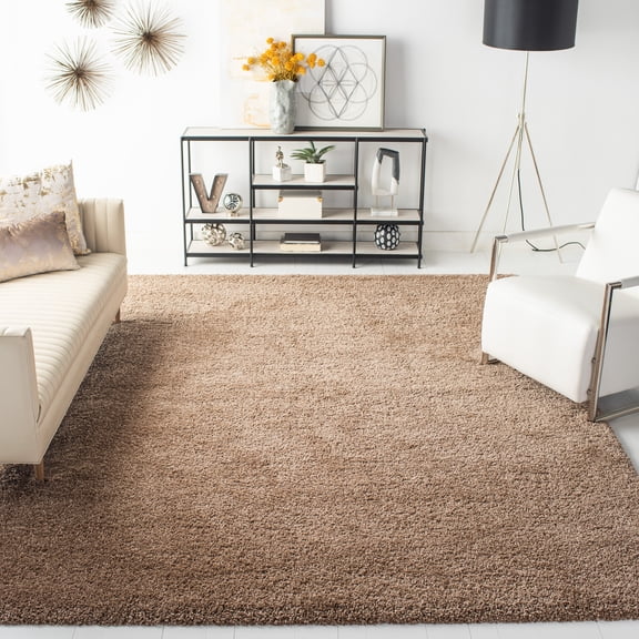 SAFAVIEH Milan Harlow Solid Plush Shag Area Rug, Dark Beige, 10' x 14' - X-Large - Modern Design, Dark Beig, Non-Shedding & Easy Cleaning, Ultra Plush Thick Pile, Ideal for Living Room, Bedroom