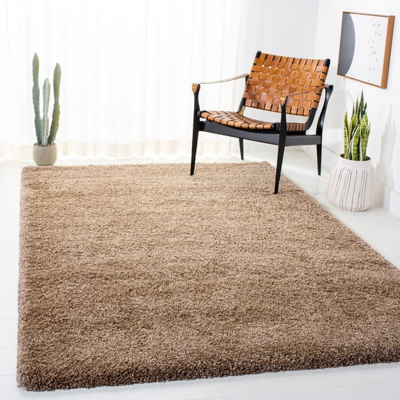 SAFAVIEH Milan Harlow Solid Plush Shag Area Rug, Dark Beige, 3' x 5' - Modern Design, Dark Beig, Non-Shedding & Easy Cleaning, Ultra Plush Thick Pile, Ideal for Living Room, Bedroom, Entryway