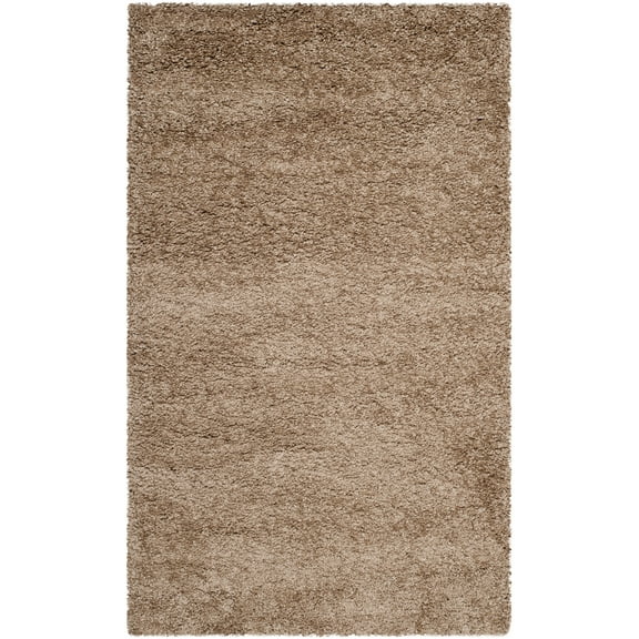 SAFAVIEH Milan Harlow Solid Plush Shag Area Rug, Dark Beige, 3' x 5'
