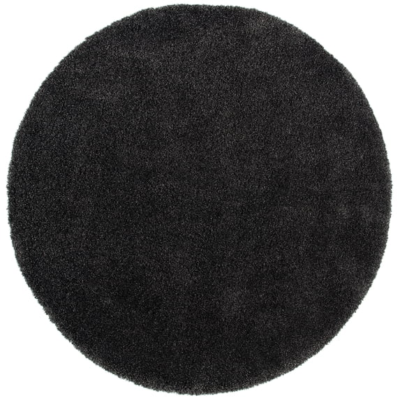 SAFAVIEH Milan Harlow Solid Plush Shag Area Rug, Dark Grey, 10' x 10' Round - Large - Modern Design, Dark Grey, Non-Shedding & Easy Cleaning, Ultra Plush Thick Pile, Ideal for Living Room, Bedroom