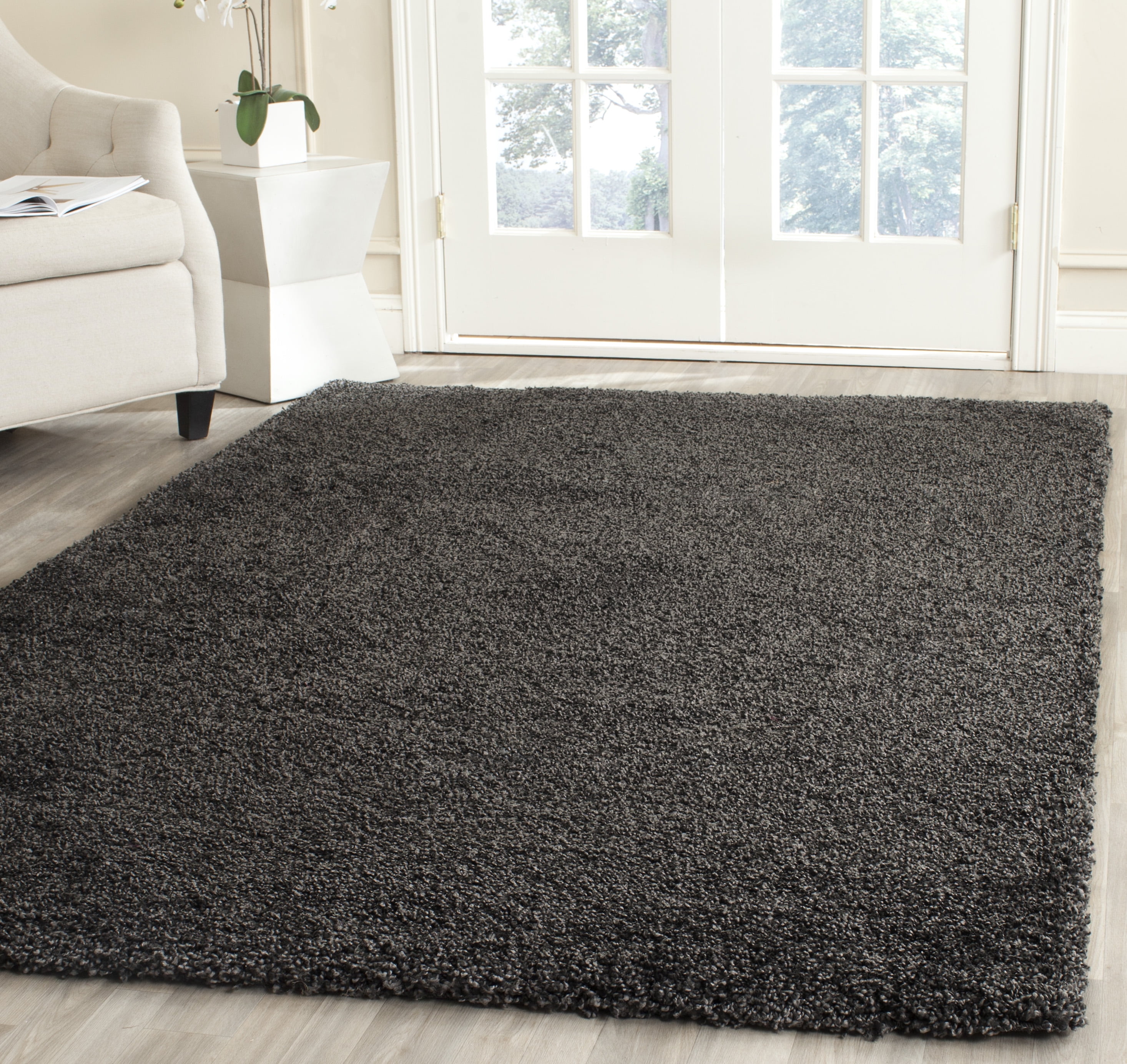 SAFAVIEH Milan Harlow Solid Plush Shag Area Rug, Dark Grey, 2' x 4' - Modern Design, Dark Grey, Non-Shedding & Easy Cleaning, Ultra Plush Thick Pile, Ideal for Living Room, Bedroom, Entryway