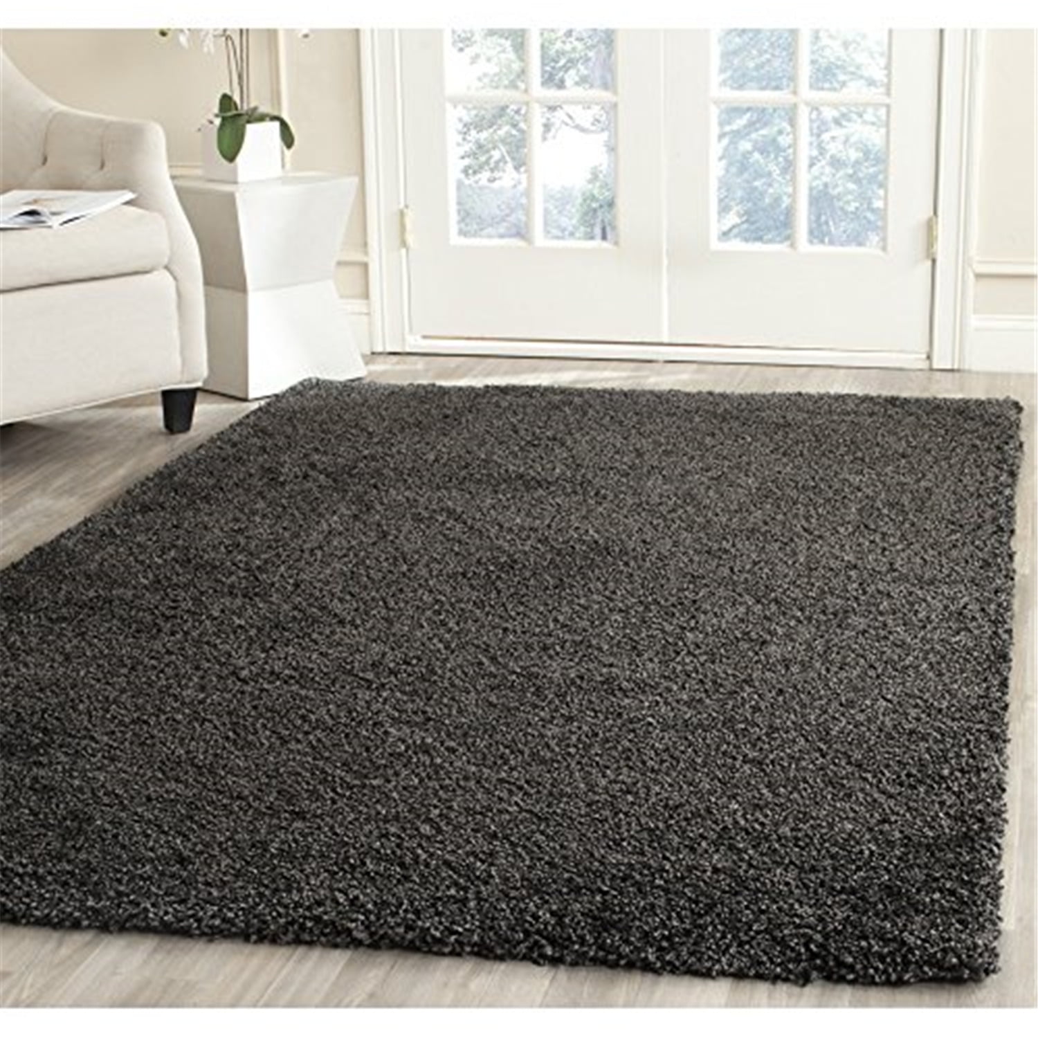 Dark Grey 5'1" x 8' Synthetic Shag Area Rug