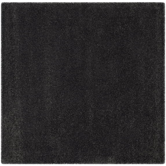 SAFAVIEH Milan Harlow Solid Plush Shag Area Rug, Dark Grey, 9' x 9' Square - Large - Modern Design, Dark Grey, Non-Shedding & Easy Cleaning, Ultra Plush Thick Pile, Ideal for Living Room, Bedroom