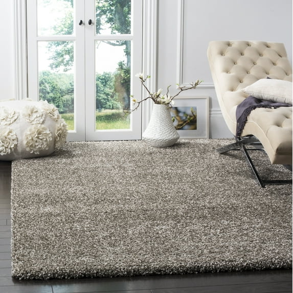SAFAVIEH Milan Harlow Solid Plush Shag Area Rug, Grey, 8' x 10' - Large - Modern Design, Grey, Non-Shedding & Easy Cleaning, Ultra Plush Thick Pile, Ideal for Living Room, Bedroom