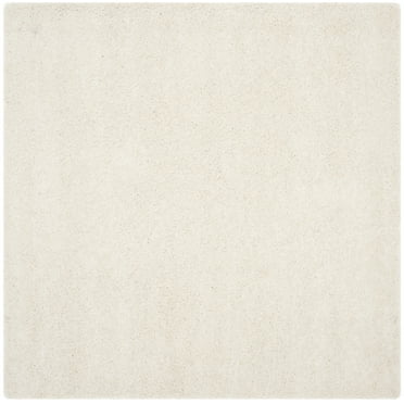 SAFAVIEH Milan Harlow Solid Plush Shag Area Rug, Ivory, 3' x 3' Square