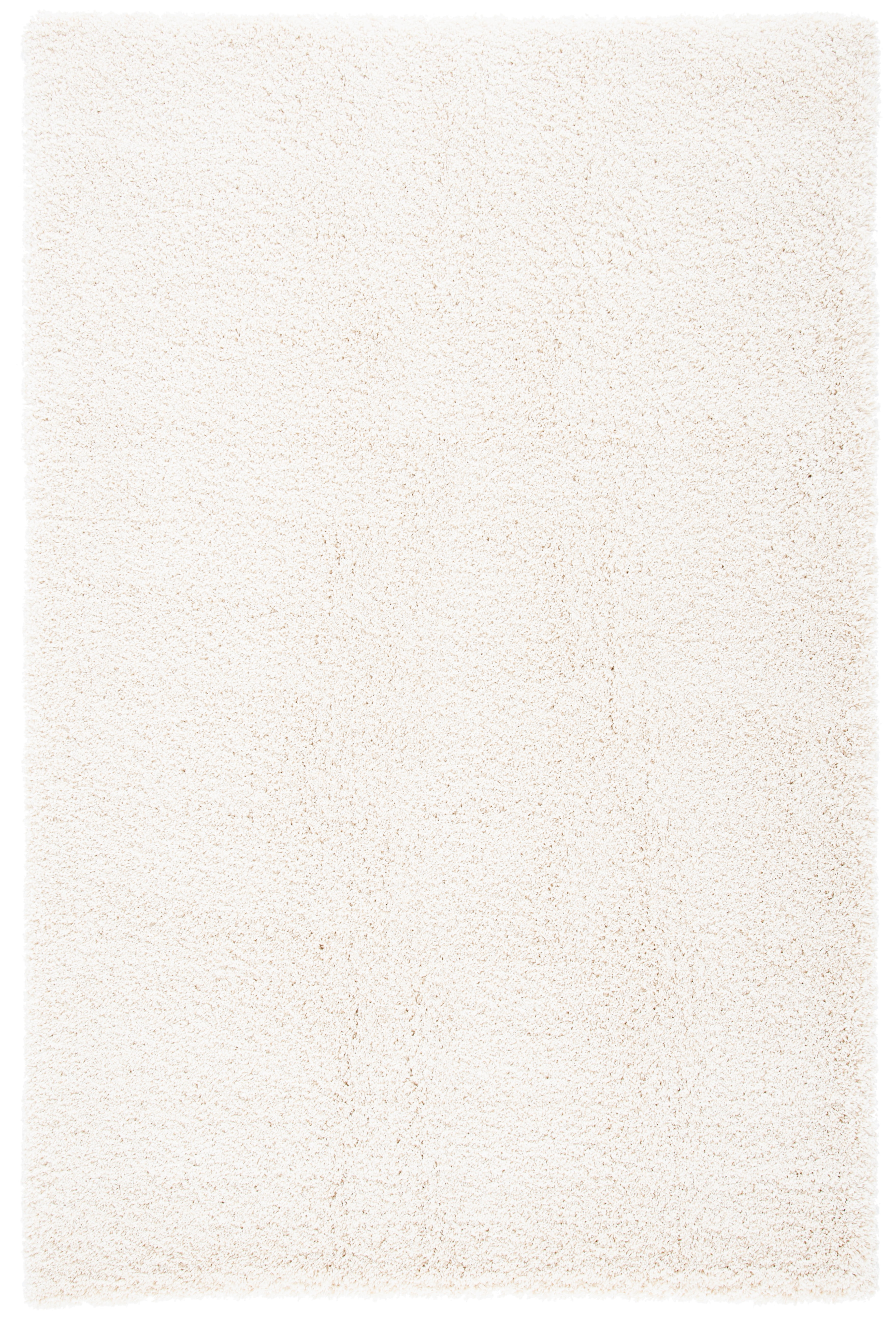 Luxurious Ivory Shag Wool-Blend 54" Rectangular Area Rug