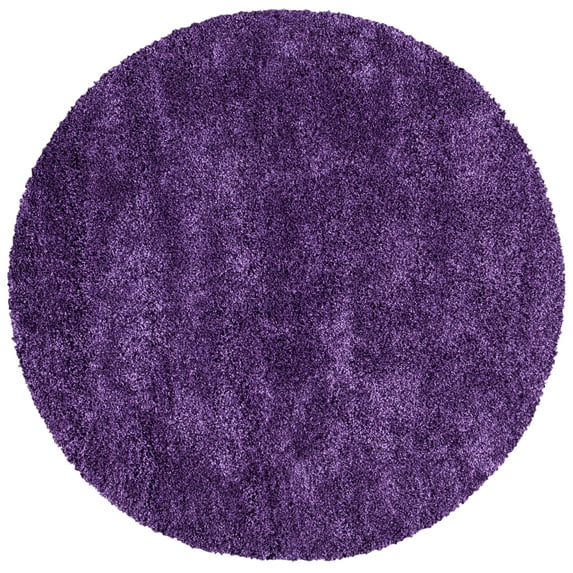 SAFAVIEH Milan Harlow Solid Plush Shag Area Rug, Purple, 3' x 3' Round - Modern Design, Purple, Non-Shedding & Easy Cleaning, Ultra Plush Thick Pile, Ideal for Living Room, Bedroom