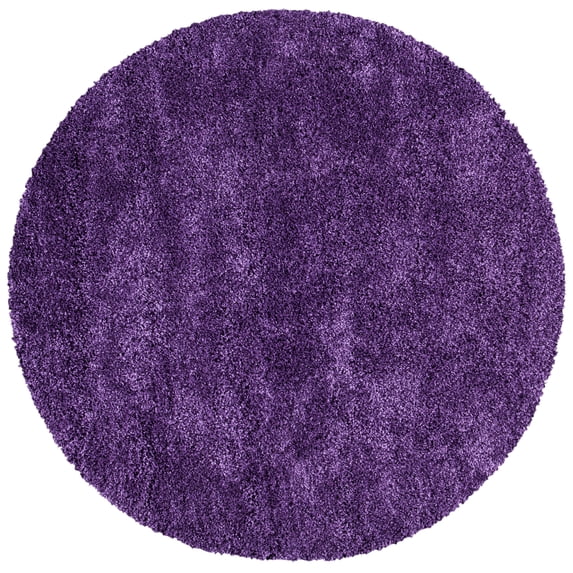 SAFAVIEH Milan Harlow Solid Plush Shag Area Rug, Purple, 5'1" x 5'1" Round - Modern Design, Purple, Non-Shedding & Easy Cleaning, Ultra Plush Thick Pile, Ideal for Living Room, Bedroom