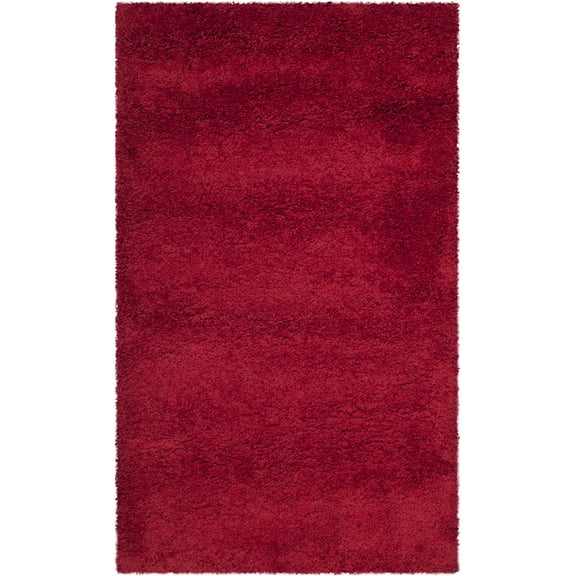 SAFAVIEH Milan Harlow Solid Plush Shag Area Rug, Red, 4' x 6'