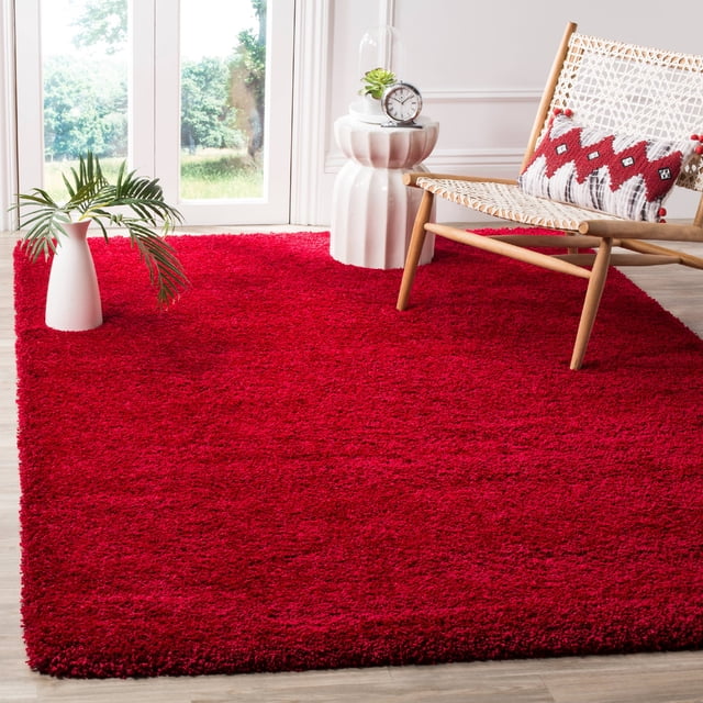 Solid Plush Rug SAFAVIEH Milan Harlow Solid Plush Shag Area Rug, Red, 5'1