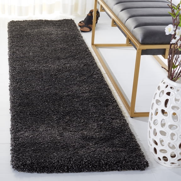 SAFAVIEH Milan Harlow Solid Plush Shag Runner Rug, Dark Grey, 2' x 22' - Modern Design, Dark Grey, Non-Shedding & Easy Cleaning, Ultra Plush Thick Pile, Ideal for Living Room, Bedroom, Entryway