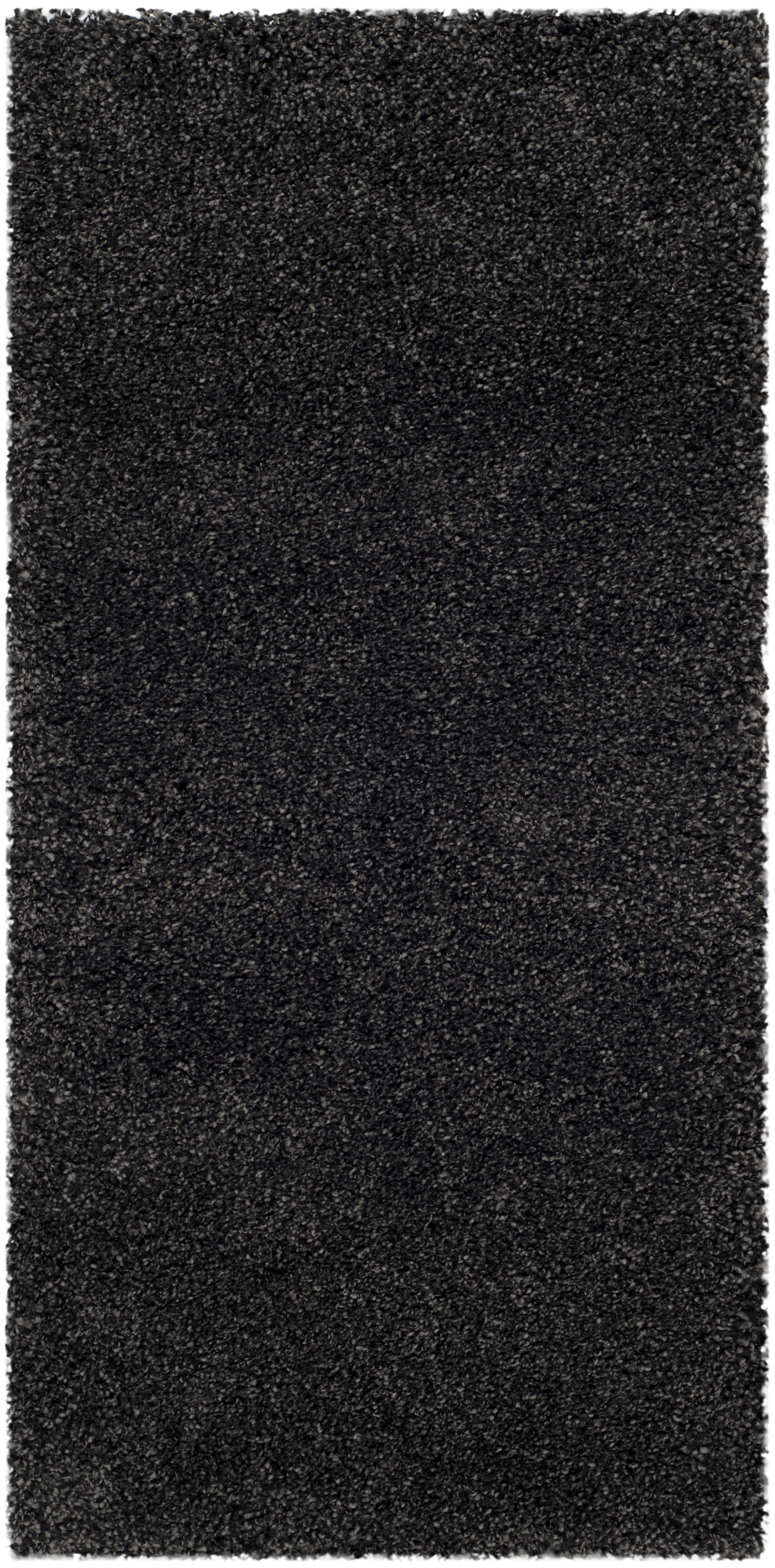 Dark Grey Synthetic Shag Runner Rug, 2' x 6'